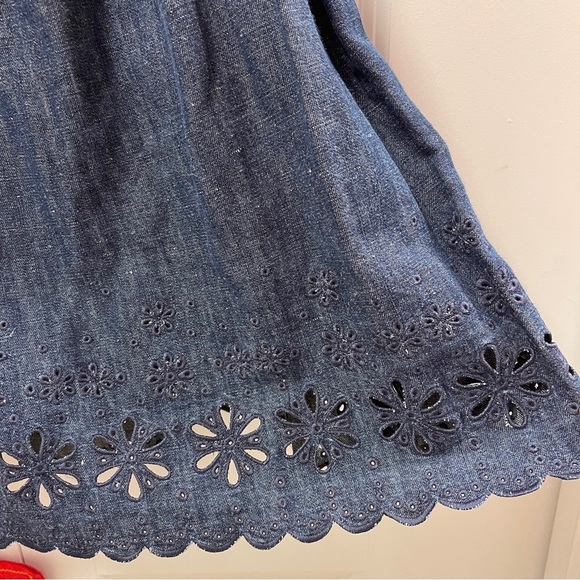 JUICY COUTURE Cotton Linen Denim Eyelet Dress Navy - S - Picture 9 of 11